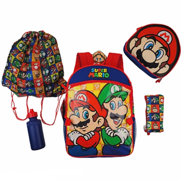 🙀💙❤️💛SUPER MARIO💛❤️💙 BACKPACK 5 Piece Set need for School - Picture 3 of 16